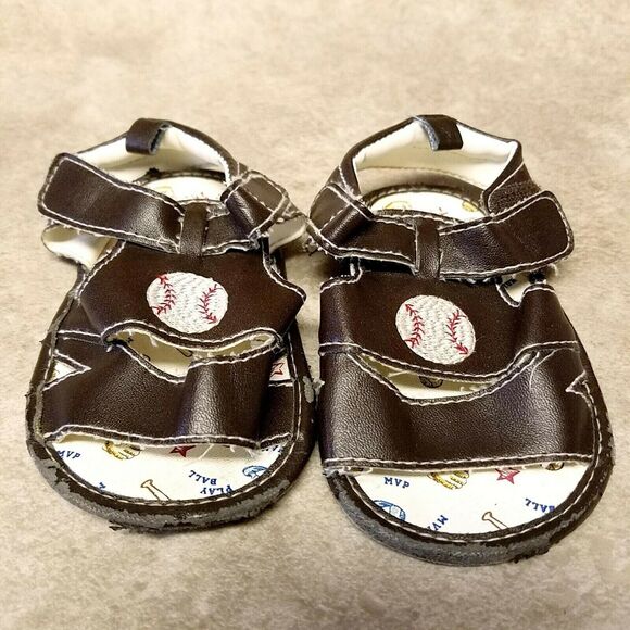 Vitamins Baby Boys Stepping Stone  Size 9-12 Months Brown  Open Toe Sandals - Picture 2 of 10